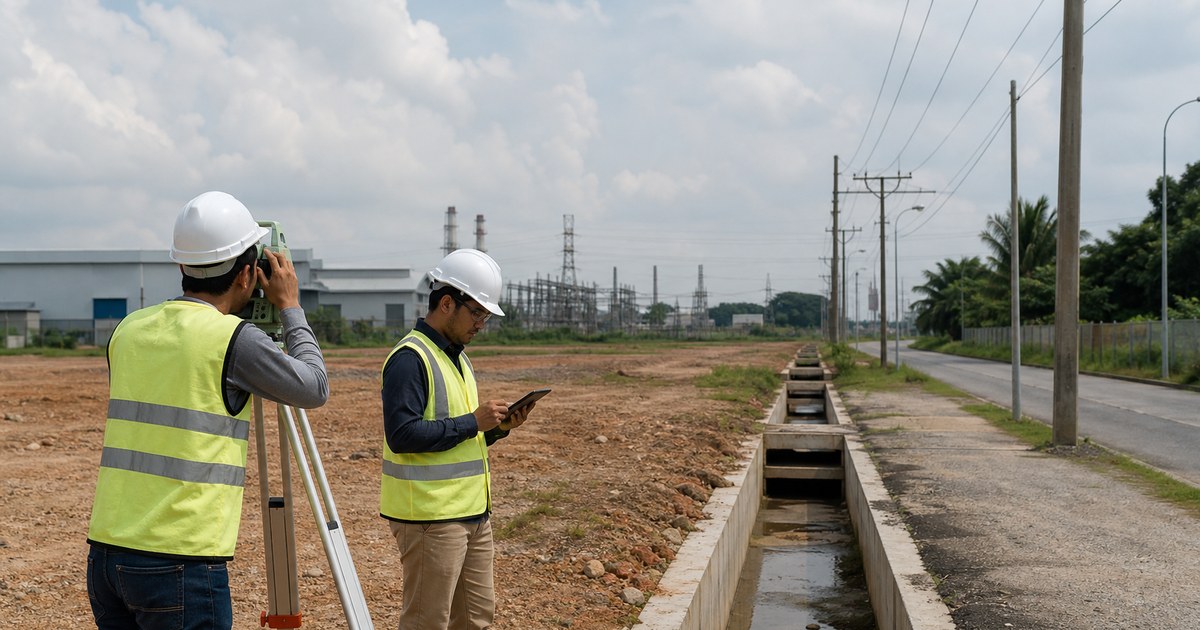 Industrial land in Selangor with access roads, drainage and utility corridors